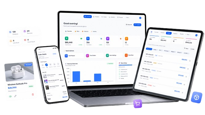 9JAstore dashboard displayed across laptop, tablet, and mobile devices
